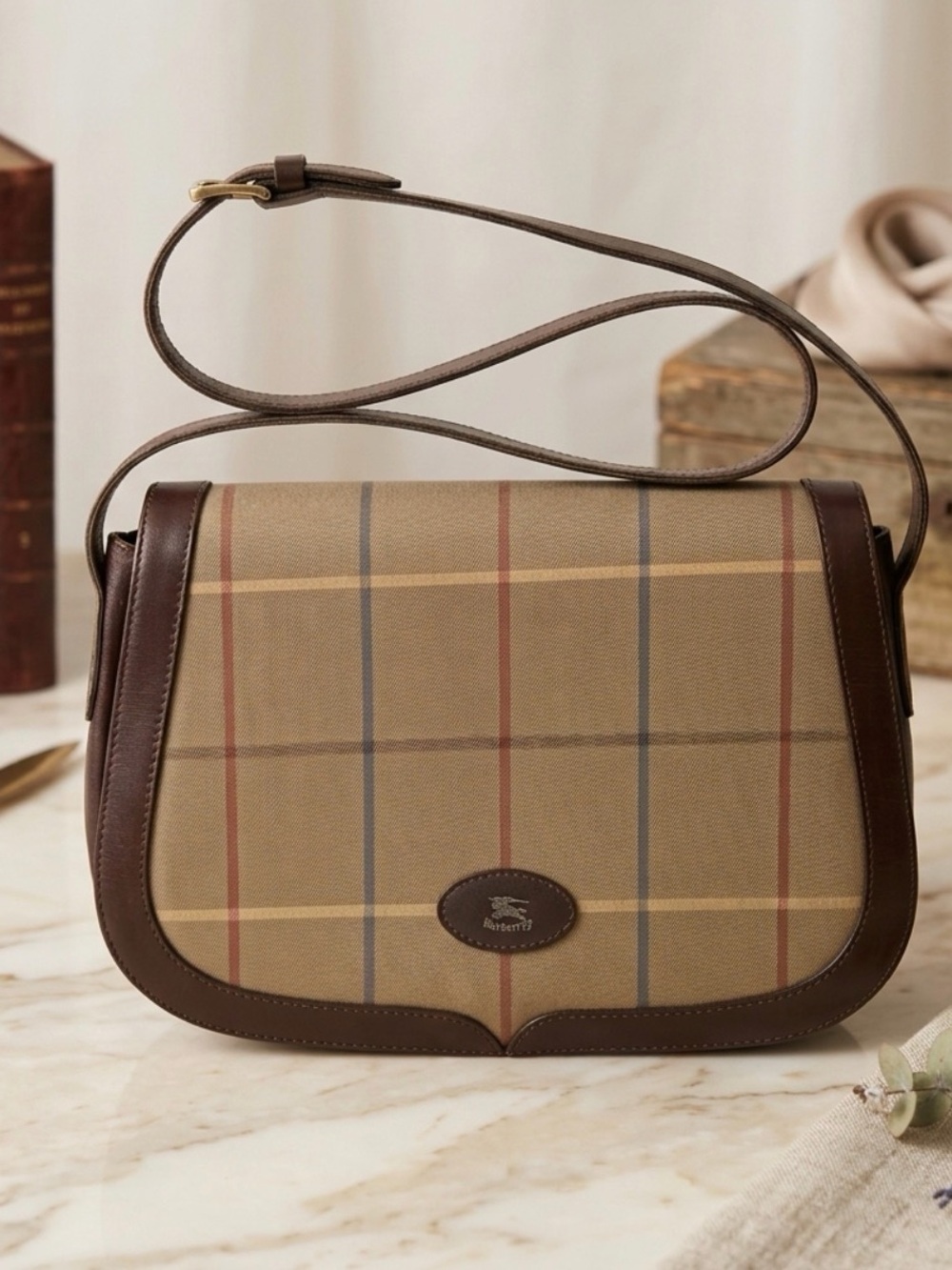 Burberry Vintage Nova Check Saddle Bag
